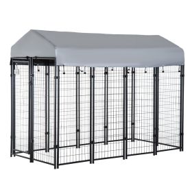 PawHut 8' x 4' x 6' Outdoor Dog Playpen, Kennel with Lockable Door and Water-Resistant Canopy, for Medium/Large Dogs